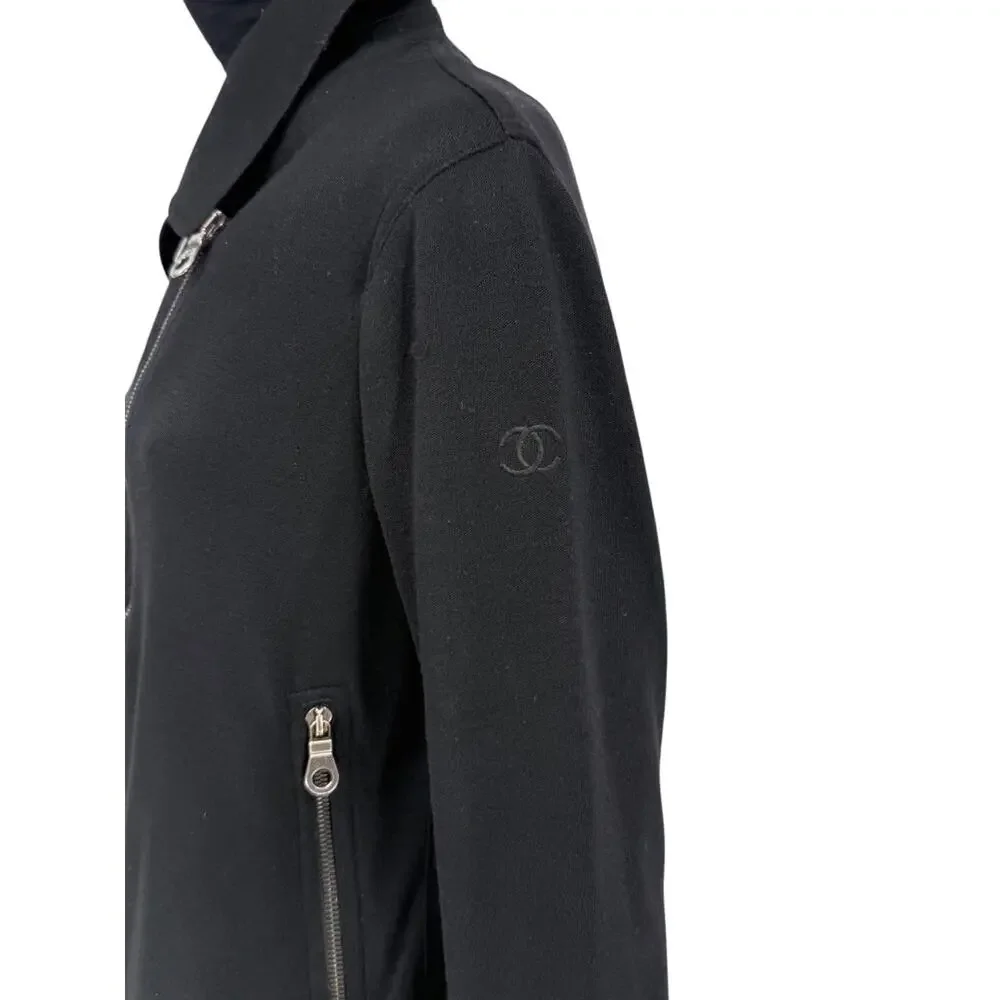 Chanel Black Quilted Wool Moto Zip Jacket – Size 46